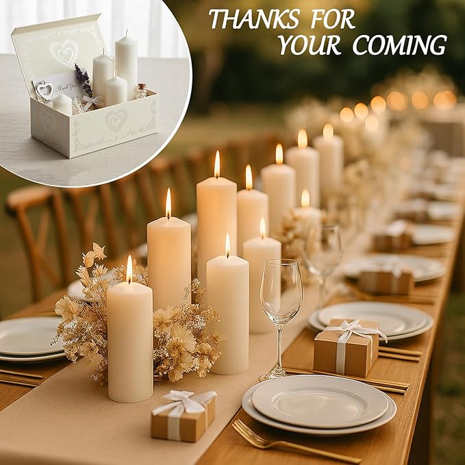 18 Pack Ivory Pillar Candles Bulk Set, 2x3 2x4 2x6 Inch - 6 Each Size, Dripless Smokeless Clean Burning for Wedding Centerpieces, Home Decor, Church, Romantic Ambiance！