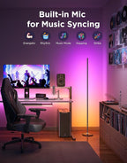 Govee RGBIC Floor Lamp Basic, LED Corner Lamp Works with Alexa, 1000 Lumen Smart Modern Floor Lamp with Music Sync and 16 Million DIY Colors, Color Changing Standing Lamp for Bedroom Living Room Black