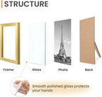 upsimples Certificate Frame with High Definition Glass, 8.5 by 11 Picture Diploma Document Frames for Wall and Tabletop, Gold 5 Pack