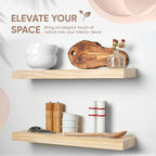 Homeforia 24 inch Wood Floating Shelves, High End Solid Natural Wood 24inch Floating Shelf for Wall, Unfinished Wooden 24 inches Floating Shelves, Heavy Duty Bracket, 24 X 6.5 X 1.75 in, Set of 2