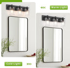 Espird Bathroom Vanity Light,3 Light Matte Black Light Fixture with Thickened Seeded Glass Shade, 21 inch Modern Wall Sconce,Vanity Light Over Mirror for Bathroom