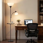 Luvkczc 72" Floor Lamp with Table, Adjustable Reading Lights, Modern Torchiere Floor Lamps for Living Room, Bedroom, Office, Brown【Bulb not Included】