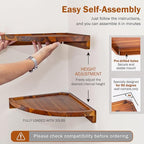 Demigo Floating Round Corner Shelves for Wall 2pcs - Acacia Wood Wall-Mounted Storage Shelves for Home Decor, Space Saving Displays for Living Room, Kitchen, Office, and Bedroom (Natural Brown)