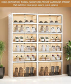 9 Tiers 18 Pairs Foldable Shoe Rack, Large Shoe Storage with Magnetic Clear Door, Easy Assembly and Freely Movable Shoes Organizer, Large Capacity Shoe Shelf for Living Room, Cloakroom, Entryway