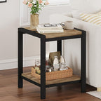 BON AUGURE End Table Set of 2, Small Side Table for Living Room, Night Stand, Bedside Tables with 2-Tier Storage Shelves for Bedroom, Small Spaces (Vintage Oak)