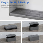 BRIAN & DANY 30 Inches Storage Ottoman Bench, Faux Leather Ottoman with Storage, Folding Bench Shoe, Foot Rest Stool, for Living Room, Gray