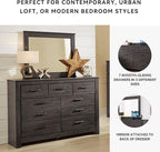 Signature Design by Ashley Brinxton Urban Smooth-Gliding 7-Drawer Dresser and Mirror with Safety Stop, Gray