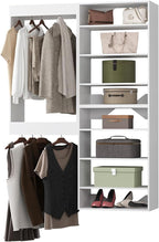 Modular Closet System, 40" Wide Closet Organizer System with Towers and Hanging, Wood Closet Tower Storage for Walk In Closets, Wall Mounted Wardrobe Organizer Kit System, Bedroom, White