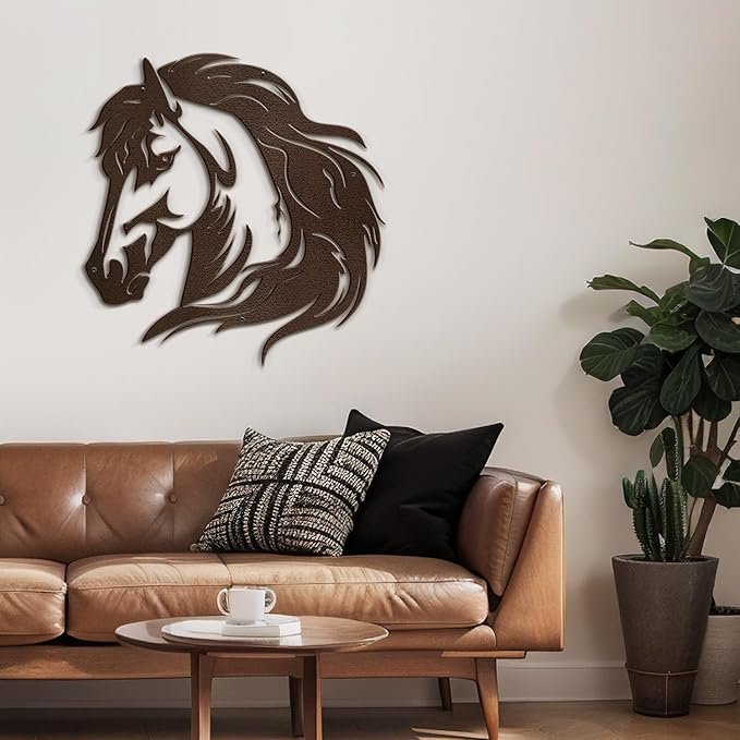 SIGNLEADER Metal Wall Art Decor Horse Minimalist Modern Abstract Wall Sculpture Hangings Home Decoration for Living Room, Bedroom, Bathroom, Kitchen, Outdoor - 36" Bronze
