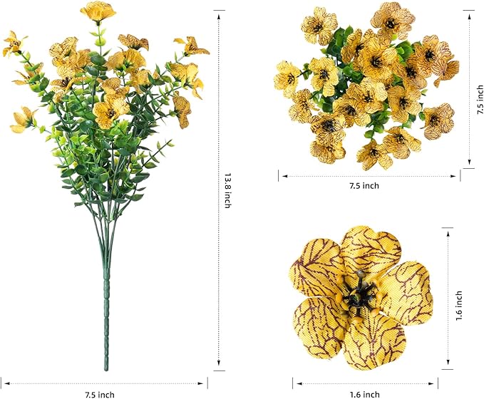 Artificial Fall Flowers Fake Mums for Outdoor Autumn Decoration, 12 Bundles Faux Silk Orange Yellow Mums Daisy Look Real UV Resistant for Outside Home Porch Patio Planter