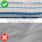 Southshore Fine Living, Inc. Oversized King Quilt Set, All Season Striped Blue Bedspread Set, 3-Piece Coastal Bedding, California/King Coverlet Sets with Shams, Soft Microfiber Quilt, Blue Stripes