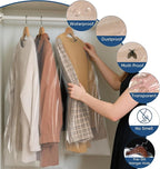 50 Pack 23.6"x55" Garment Bags for Hanging Clothes, Thick Clear Plastic Dry Cleaning Covers for Closet Storage & Travel