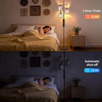 New Upgraded 72" Tall Dimmable Floor Lamp, 3 x 800LM 9W LED Bulbs Included, Farmhouse Standing Lamp with Remote Control, Industrial Tree Pole Floor Lamps for Living Room, Bedroom, Study Room - Brown