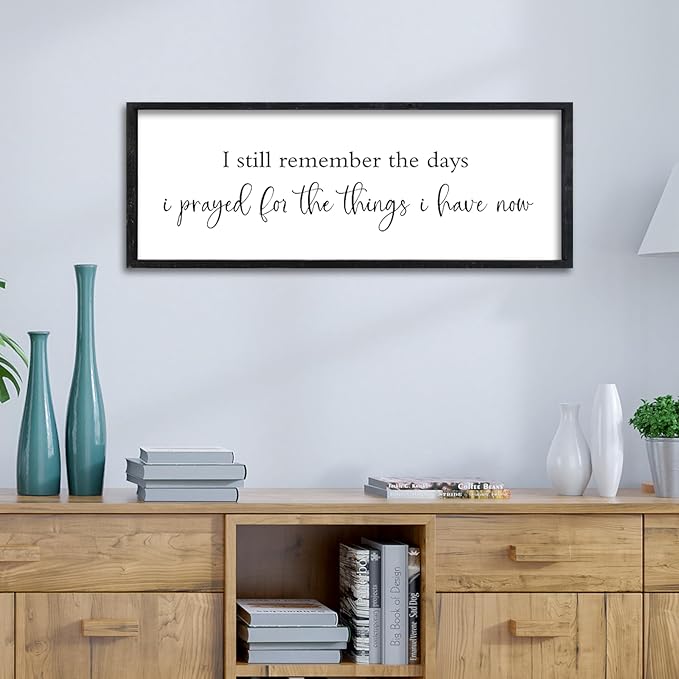 Surfapans Bible Verse Christian Wall Decor I Still Remember the Days I Prayed Sign 32"×12" Scripture Inspirational Quotes Living room Large Horizontal Religious Motivational Wall Hanging Art (Black)