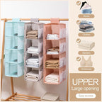 Hanging Closet Organizer, 4-Section Storage Shelves, Oxford Cloth with Mesh Pockets, (Cerulean, 3 Section)