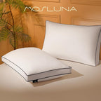 Feather Down Pillows King Size Set of 2 with Gusset, Luxury Hotel Collection Bed Pillow 2 Pack, Down Surrounded Pillows for Sleeping, Soft Fluffy for Side, Back Sleepers 18x34x2 in.