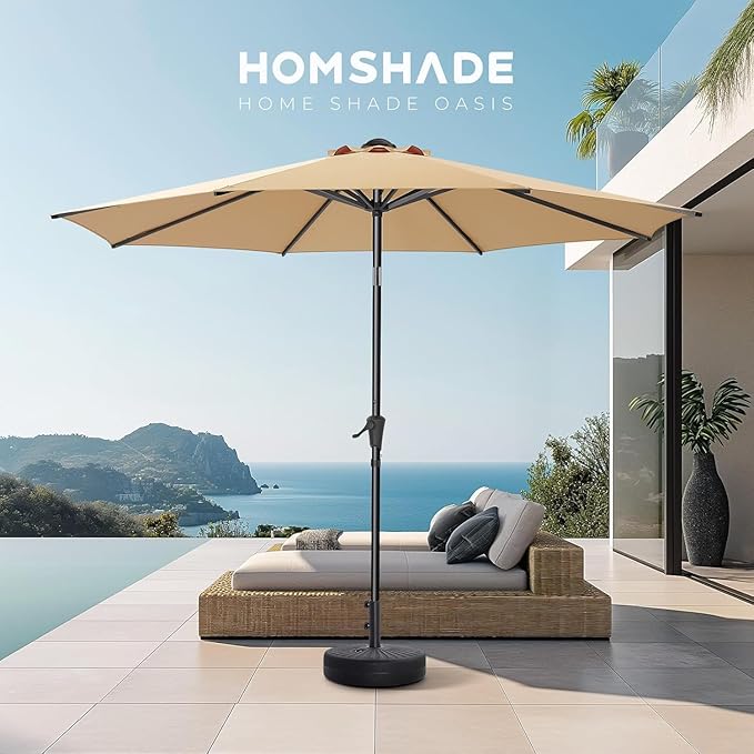 HOMSHADE 80lbs Patio Umbrella Stand, H12 Heavy Duty Base for Outdoor Market Umbrella, Fillable Weights with High-Density HDPE Material for Outside Patio(Black,Round)