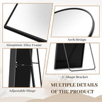Suidia Arched Full Length Mirror, 82"x44" Floor Mirror Freestanding, Floor Standing Full Body Mirror with Stand for Bedroom, Hanging Leaning Mounted for Living Room Cloakroom, Black