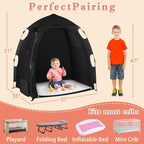 Blackout Tent for Pack and Play - Pack N Play Blackout Cover - 1-Click Setup Portable Sleep Pod with Monitor Pouch & 2 Fan Pouch, Black Out Tent Blocks 95% Light