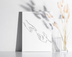 Minimalist Reaching Hands Wrapped Canvas Wall Art Continuous Line Drawing Connection 12x16 Inch Gallery Stretched Modern Aesthetic Home Art Decor