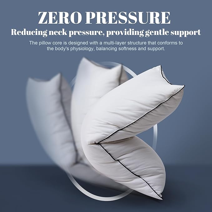 Feather Down Pillows Standard Size Set of 2, Luxury Hotel Collection Bed Pillow 2 Pack, Airyfil™ Powered Fillings & Feathers Pillow，Fluffy Plush for Side Sleepers, Medium Firm, 20x26 in.