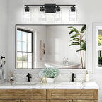 BesLowe 27" 4-Light Bathroom Light Fixture, Modern Black Bathroom Vanity Light, Bathroom Lighting Fixtures Over Mirror, Matte Black Wall Lamp, Wall Lights for Living Room Bedroom Hallway