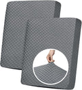 YEMYHOM Stretch Individual Cushion Covers Large Sofa Seat Cushion Slipcovers Soft Couch Cover Replacement Large Checkered Furniture Protector with Elastic Bottom (2 Pcs XL Cushion Covers, Light Gray)