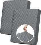 YEMYHOM Stretch Individual Cushion Covers Large Sofa Seat Cushion Slipcovers Soft Couch Cover Replacement Large Checkered Furniture Protector with Elastic Bottom (2 Pcs XL Cushion Covers, Light Gray)