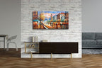 Alenoss Modern Oil Paintings 48x24 Inches Paris Eiffel Tower Landscape Large Canvas Wall Art Abstract Paintings for Living Room Bedroom Office Wall Decor Ready to Hang