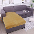 hyha Velvet Couch Cushion Covers, Stretch Chaise Lounge Sectional Couch Seat Covers L Shape for Sectional Sofa, Soft Sofa Cushion Slipcover Washable with Elastic Bottom(Chaise, Camel)