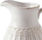 VICTOR & TERESA Small White Ceramic Pitcher Vase for Home Decor, 8'' Decorative Jug Vases Gift for Her, Farmhouse Distressed Vases for Flowers, Pampas Grass, Table Centerpieces, Kitchen, Mantel