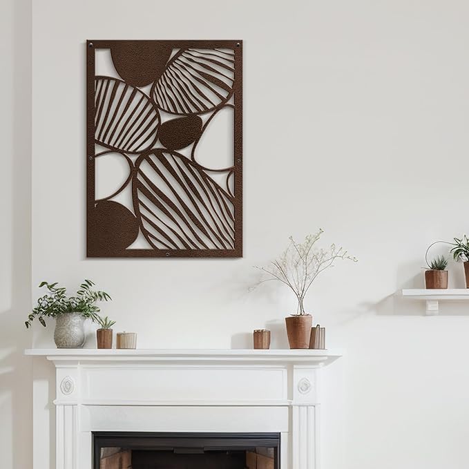SIGNLEADER Metal Wall Art Decor Abstract Geometric Shapes Minimalist Modern Abstract Wall Sculpture Hangings Home Decoration for Living Room, Bedroom, Bathroom, Kitchen, Outdoor - 18" Bronze