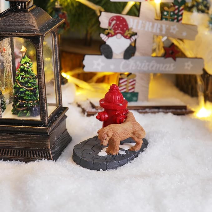 NINIPAPA Christmas Village Accessories Fire Hydrant for Christmas Village Santa's Sets Resin Figurines Puppy Statue for Santa Ornaments and Christmas Decoration