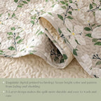 Whale Flotilla Reversible Printed Quilt King Size, Extra Soft Boho Floral Leaf Bedspreads for Bed Lightweight King Quilt Bedding Set Coverlets with 2 Pillow Shams for All Seasons, White Bone