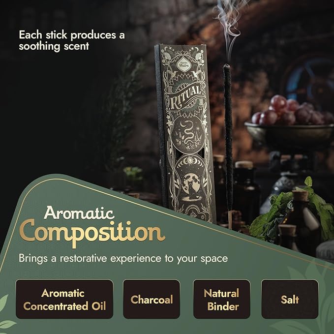 Ritual - Inner Strength Incense Sticks, Reflect, & Empower Your Inner Light, 6 Sticks, 9 Inches Each, Natural Incense with Aromatic Concentrated Oil, Charcoal, Natural Binder - 1 Hour Burn Time