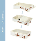 OrganiHaus Under Bed Storage Containers, Bedroom Storage and Organization Bins, Clothes Organizer for Closet with Clear Cover and Reinforced Handles - Set of 2 23.5x12.5x5 inches Off-White