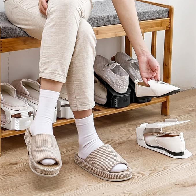 Shoe Organizer 36 Pack - Shoe Stackers, Space Savers 50%, 4 Levels Adjustable Rack, White