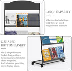 Floor-Standing Magazine Rack 4-Layer with Wheels, Semi-arched top Brochure Display Stand, High-hardness metal for Exhibitions, Office, and Any Organization Requiring Information Display (Arc-Black)