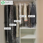 Party Bargains 72x20 Inch Clear Plastic Garment Bags, 50 Pack