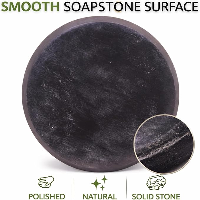 Marble Black Soapstone Incense Stick Holder | Handmade Round Incense Burner with Sun Carving | Decorative Ash Catcher for Home, Office, Meditation & Puja Décor