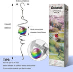 Multi Color Wind Spinner Tail Gazing Ball Spiral Decorative Sun Catcher Visual Illusion Wind Spinner Stabilizer Indoor Outdoor Garden Decoration Wind Sculptures-13in Height