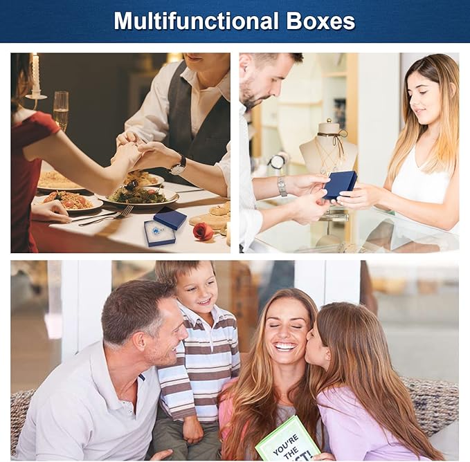 Cardboard Jewelry Blue Gift Boxes 20 Pack3.5×3.5×1 inches, its apply to displaying necklaces, rings, bracelets, earrings