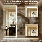 GLSLAND 65"x26" LED Mirror Full Length, Aluminum Alloy Floor Mirrors with Lights, 3 Color Lighting & Dimming for Bedroom Decorative Wall Mounted, White