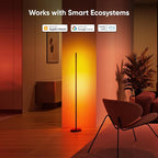 Nanoleaf Matter Smart Floor Lamp, LED Standing Lamps Work with Alexa, Music Sync Corner Lamp,16 Million Colors, 1700lm RGBTW Floor Lamp with Voice Control for Living Room, Ambient Lighting, Black