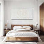 NBAODAN Textured Wall Art Abstract Floral Painting White Pictures Wall Decor Gold Line Art 24"x 48" Large Artwork For Living Room Bedroom office Wall Decor
