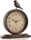 8-Inch Antique Mantel Clocks For Living Room, Retro Table Metal Silent Clocks For Fireplace, Easy To Read Decorative Mantel Clocks With Top Bird For Bedroom, Office, Desktop (Arabic Numerals)