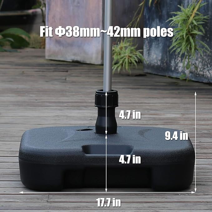Orgrimmar Patio Umbrella Base 17.7L Heavy Duty Square Stand Water Filled Umbrella Base Stand for Outdoor