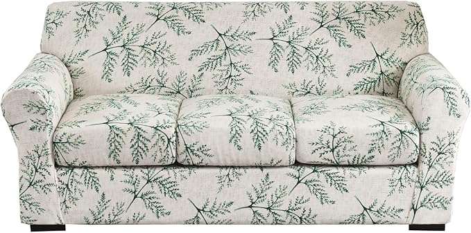 KRFOONN 4 Piece Stretch Sofa Couch Covers for 3 Cushion Couches Printed Sofa Slipcover with 3 Separate Seat Cushion Covers Washable Sofa Slip Covers Furniture Protector for Pets Kids (Large, 30)