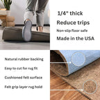 KOECKRITZ RugLock 3' x 6' Rug Pad – Non-Slip Felt & Rubber Dual Surface Rug Gripper, 0.345" Thick Cushion, Strong Grip Floor Protection, Safe for All Floors