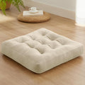 Meditation Floor Pillow Set of 1, Square Large Pillows Seating for Adults, Meditation Cushion Pillow,Tufted Corduroy Cushion for Tatami Living Room or Yoga, Beige, 22x22 Inch